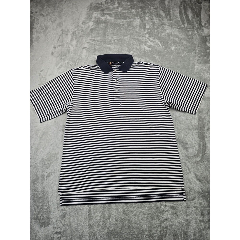 Divots Players Edition Men L Golf Polo Shirt Striped 100% Pima Cotton Northwoods